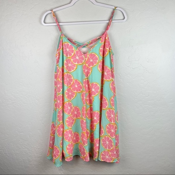 Lauren James Lola Main Squeeze Grapefruit Printed Swing Mini Dress Size Small‎ - Picture 7 of 8